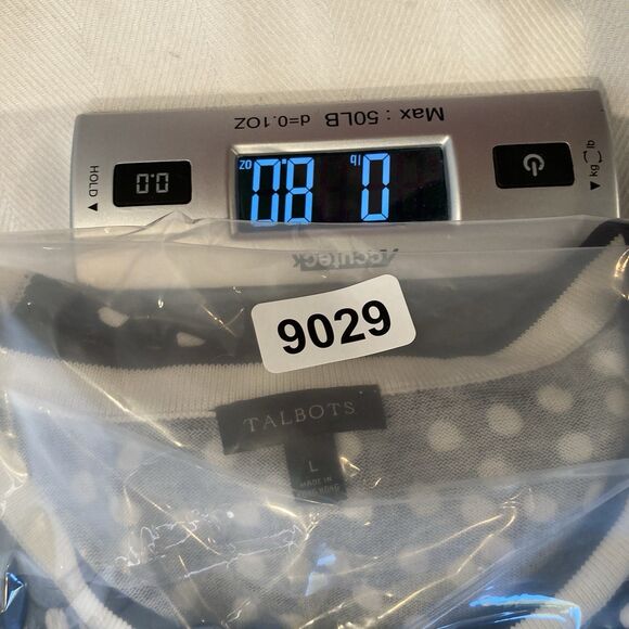 Talbots Sweater Top Womens Size L Black White Polkadot Button Front Long Sleeve - Picture 11 of 11